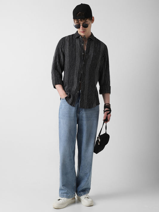 Black & White Tweed Striped Shirt