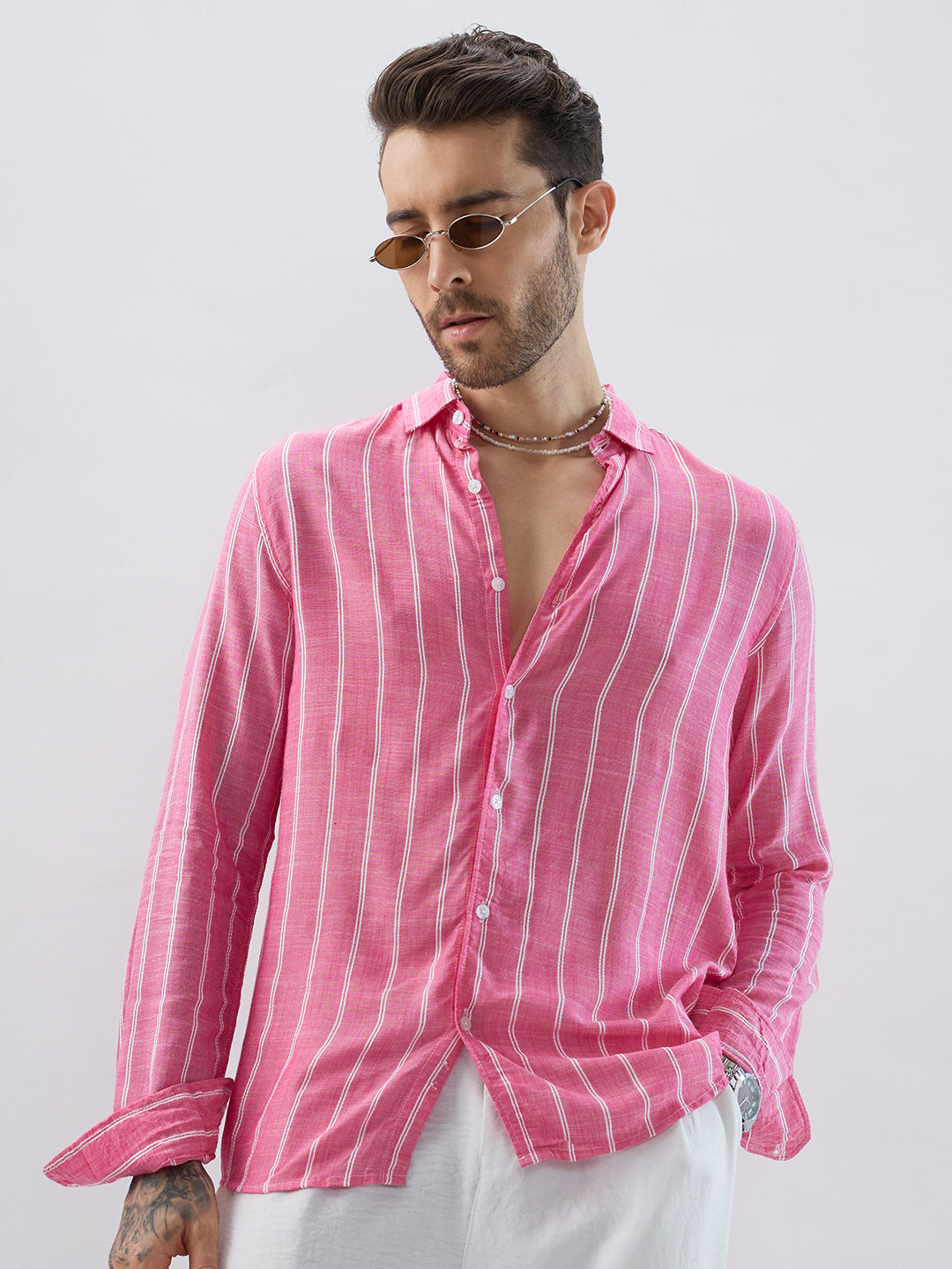Elegant Pink Striped Shirt