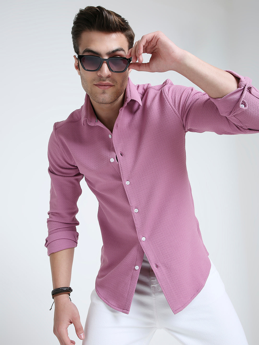 Dusty Rose Pink Textured Shirt