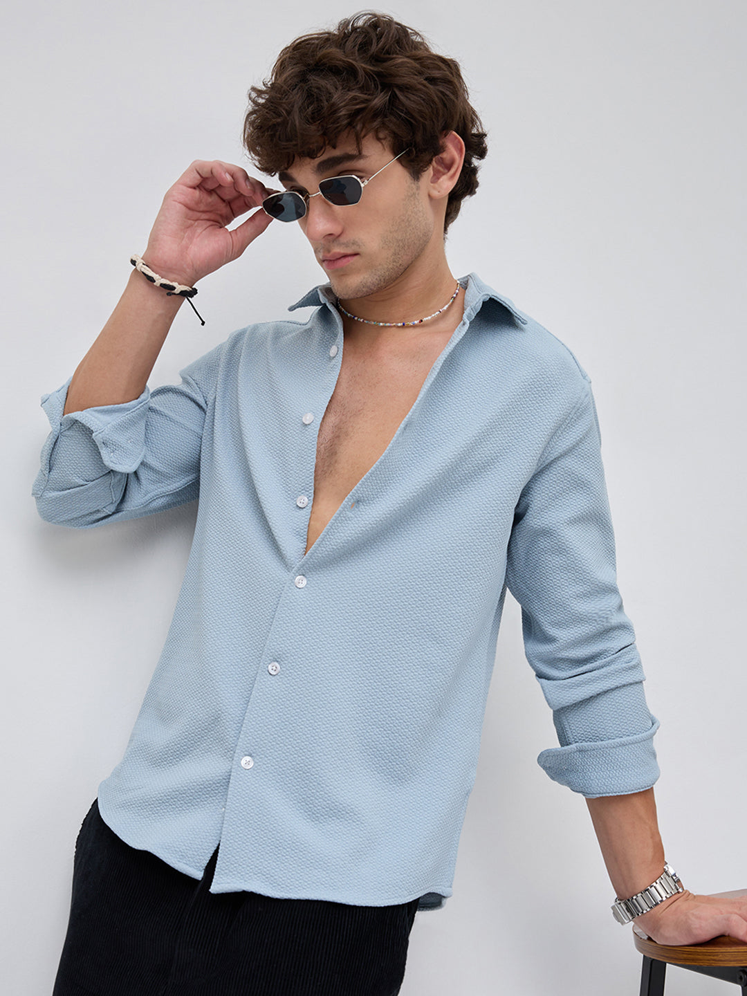 Arctic Blue Premium Horizon Weave Shirt  Vastrado