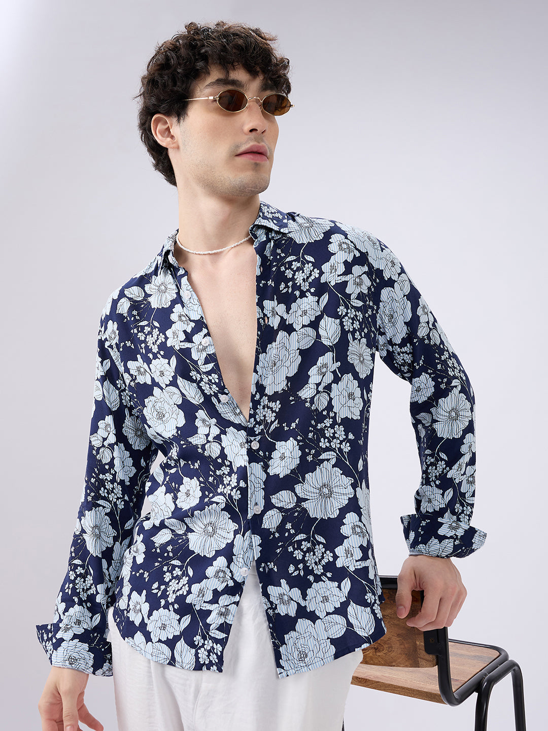 Navy Floral Escape Holiday Shirt