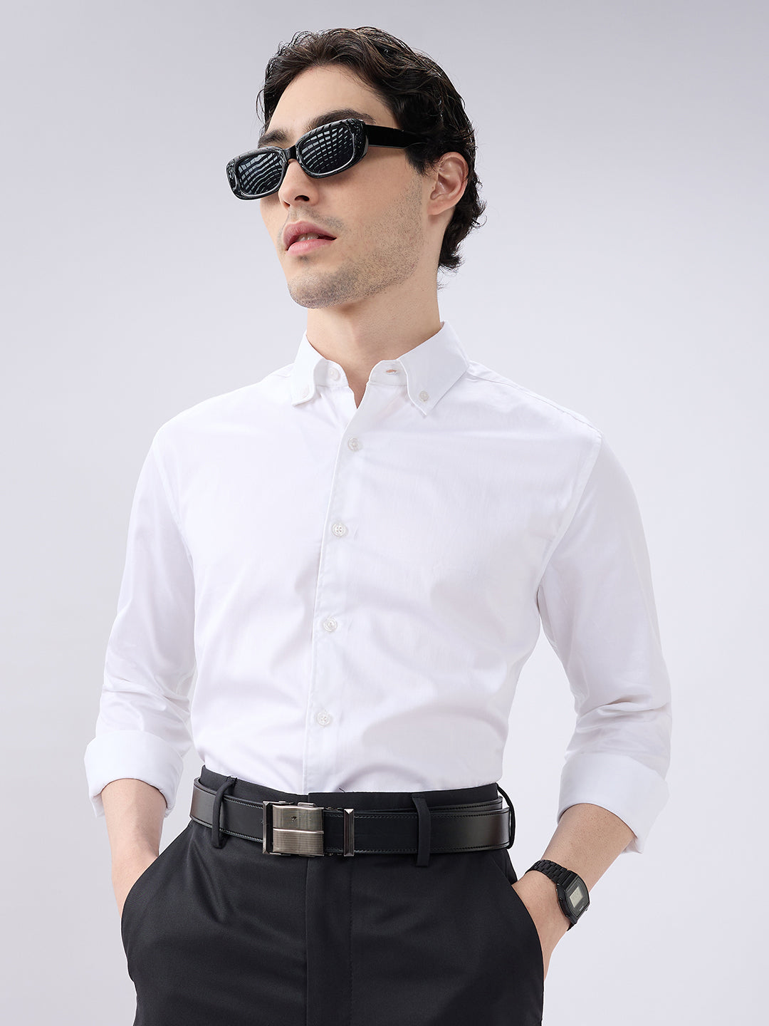 Pearl White Radiance Premium Satin Shirt