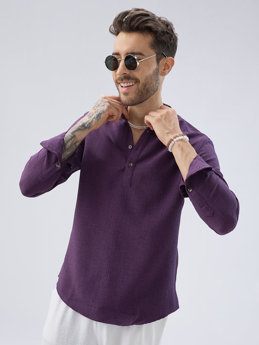 Plum Minimal Textured Kurta