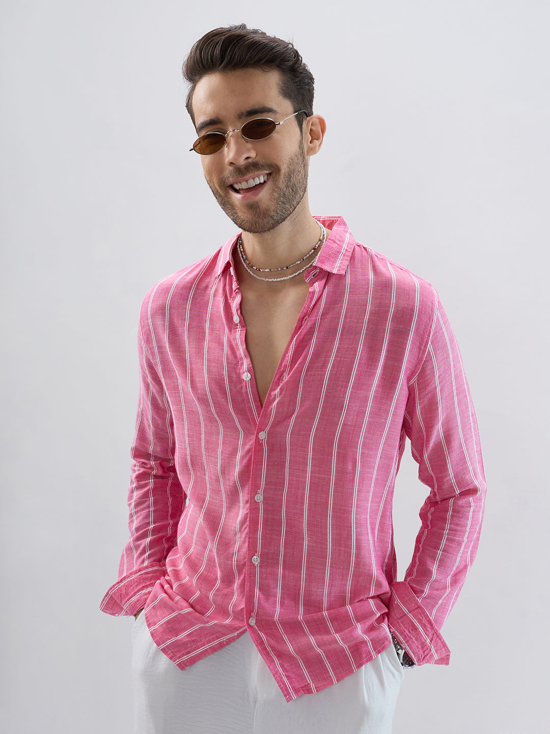 Elegant Pink Striped Shirt