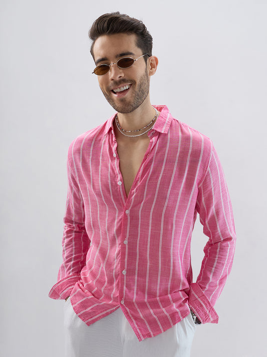 Elegant Pink Striped Shirt