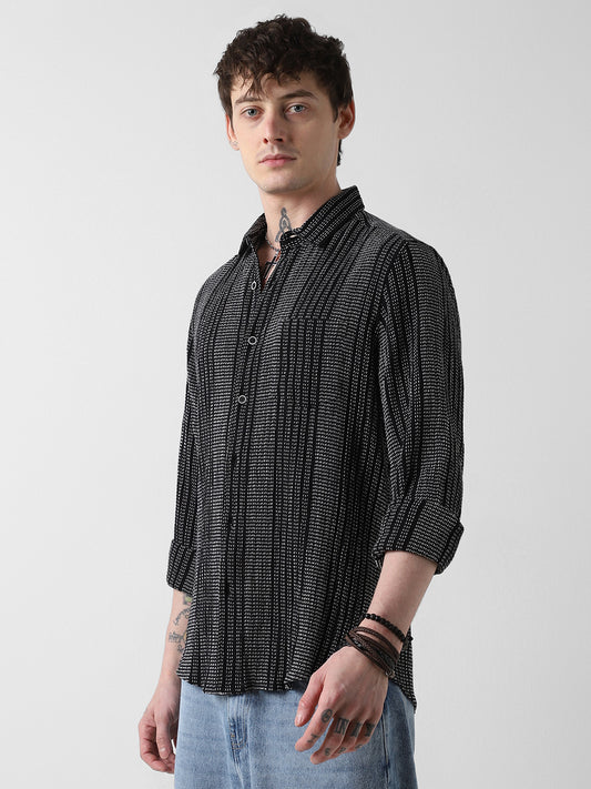 Black & White Tweed Striped Shirt