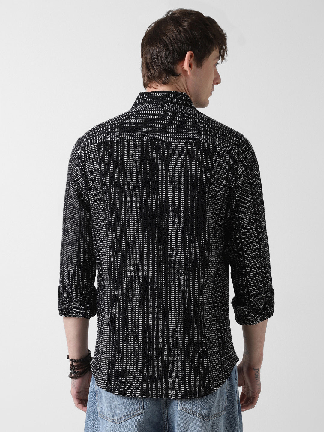 Black & White Tweed Striped Shirt