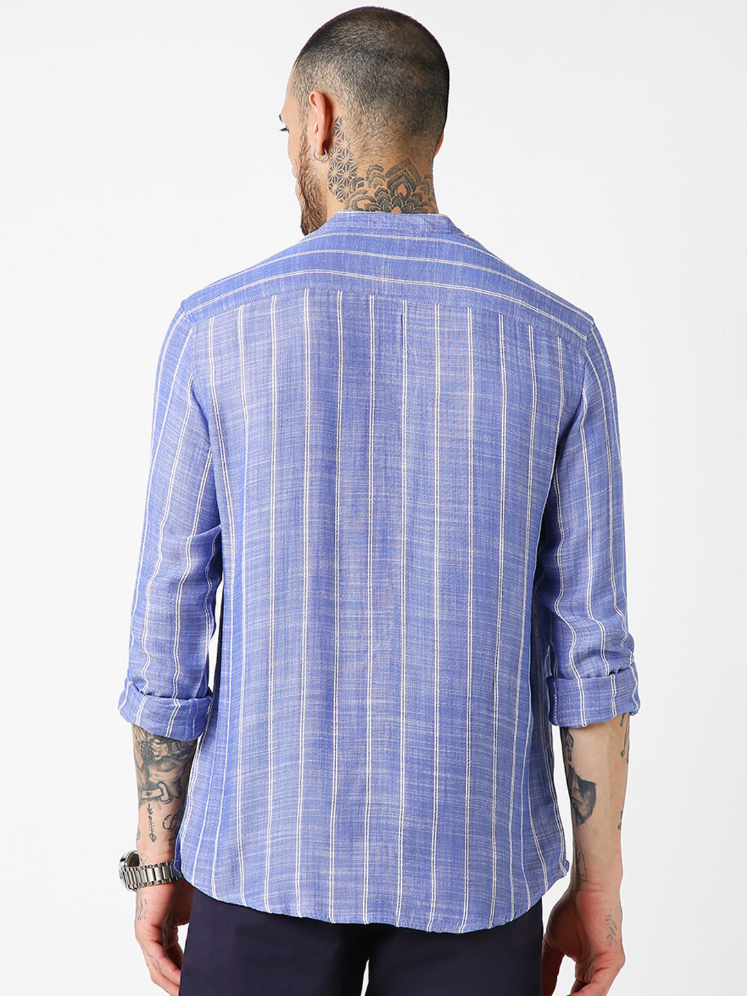 Steel Blue Striped Kurta