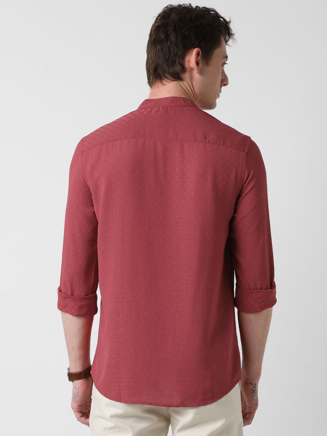 Exquisite Scarlet Red Textured Kurta