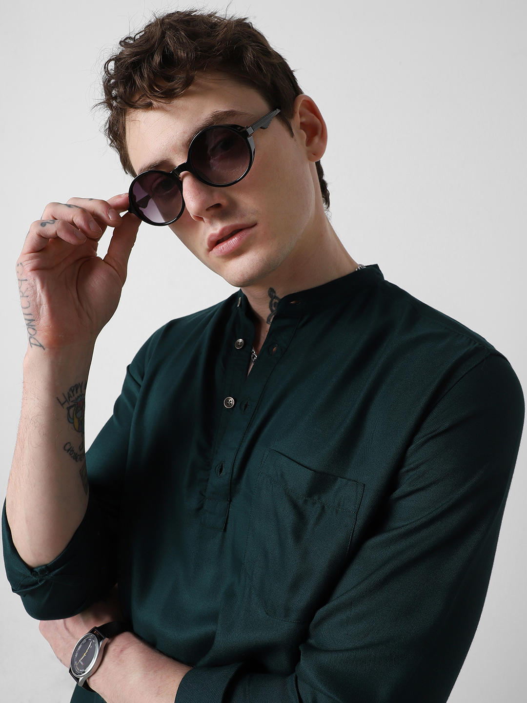 Elegant Peacock Green Solid Kurta
