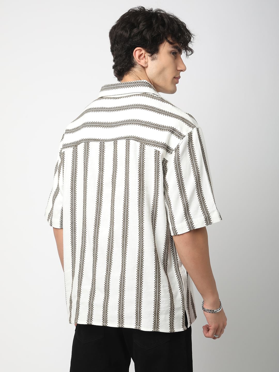 Premium Cotton White & Olive Embroidered Oversized Polo Shirt