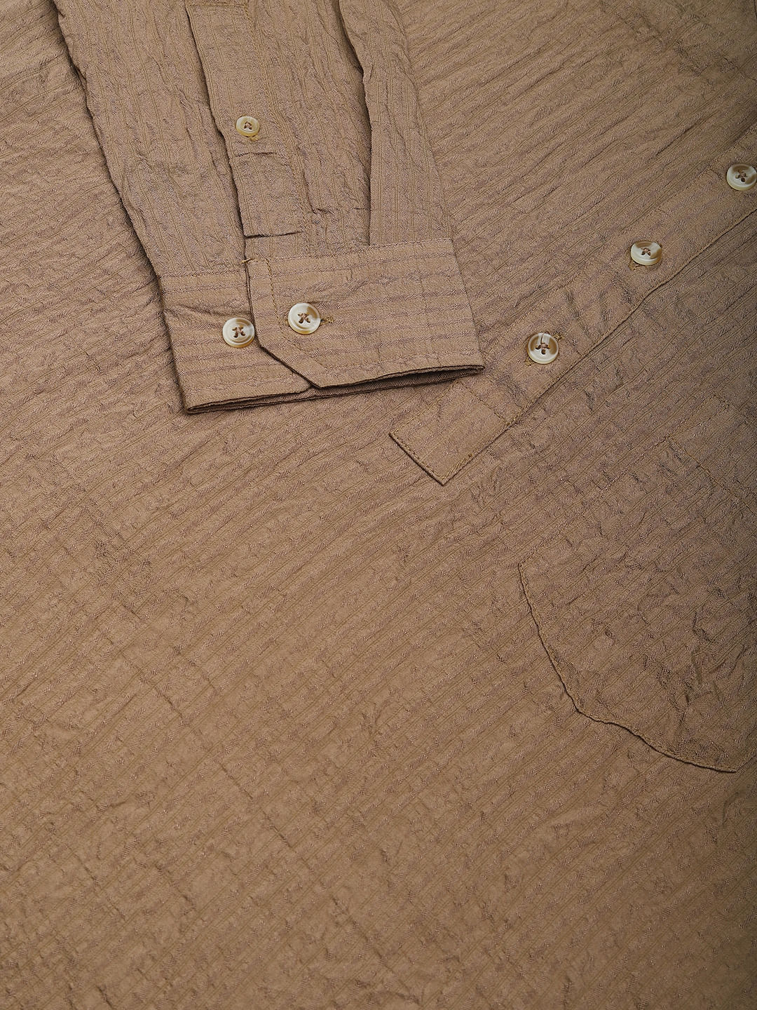 Chocolate Brown Jacquard Crushed Kurta