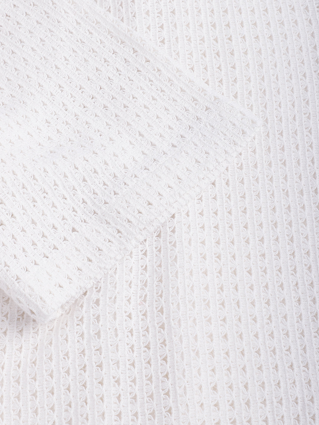 White Crochet Oversized Polo Shirt
