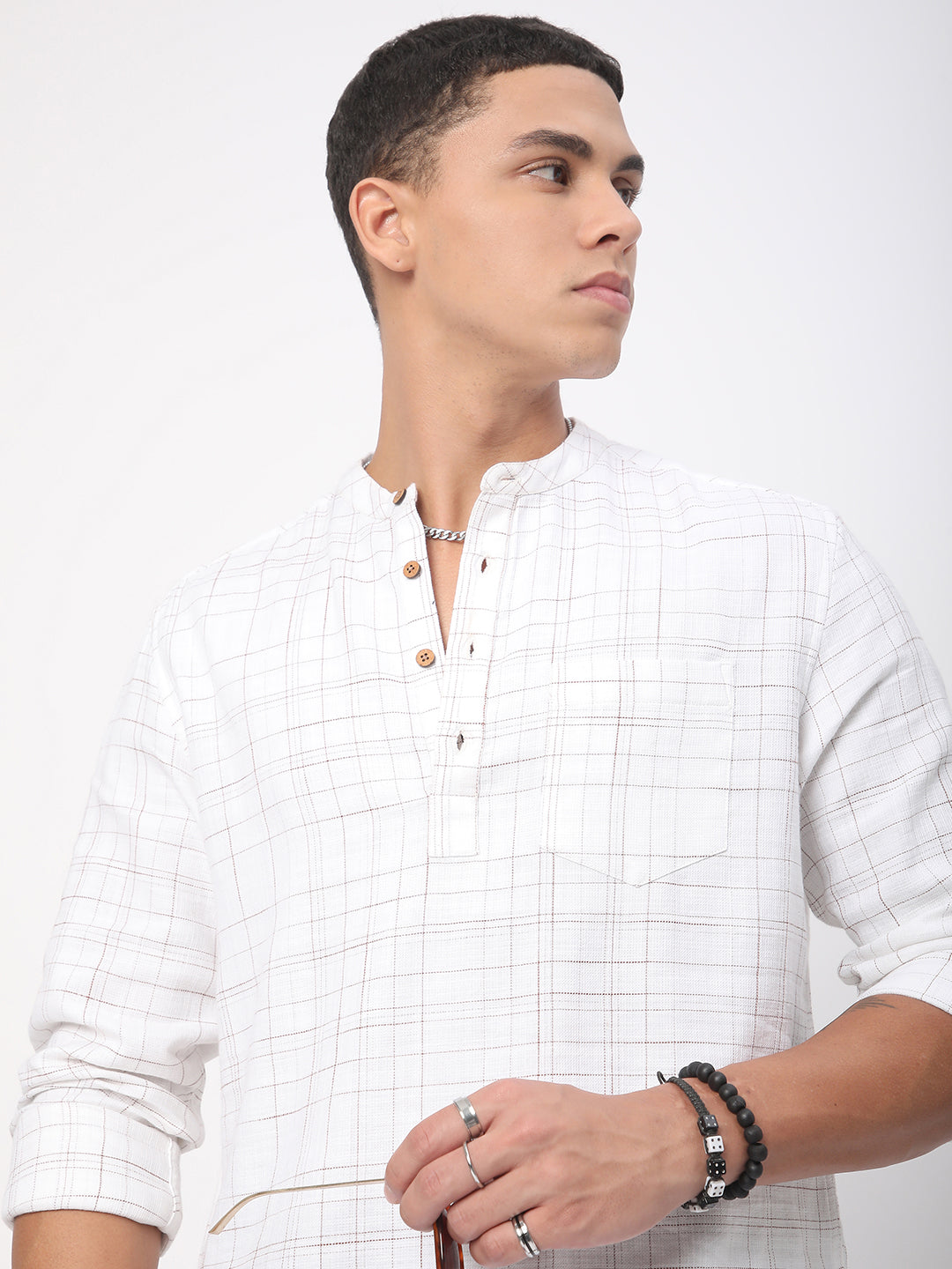 Modish Ivory Graph Checked Kurta