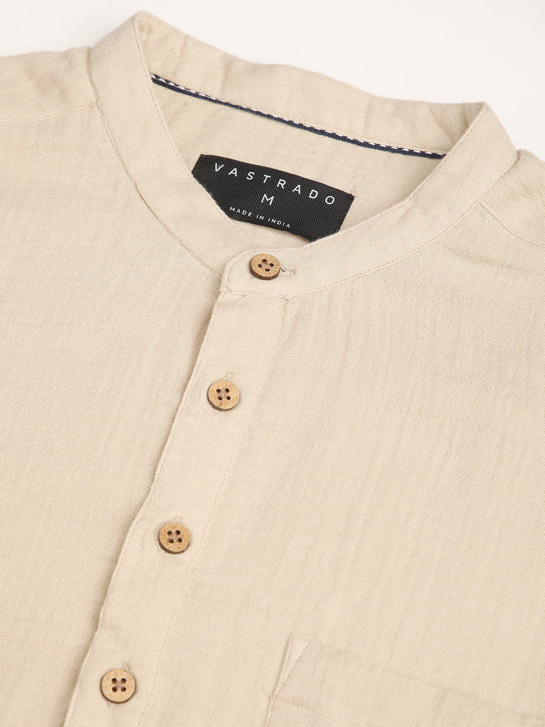 Tan Beige Double Cloth Crinkled Kurta