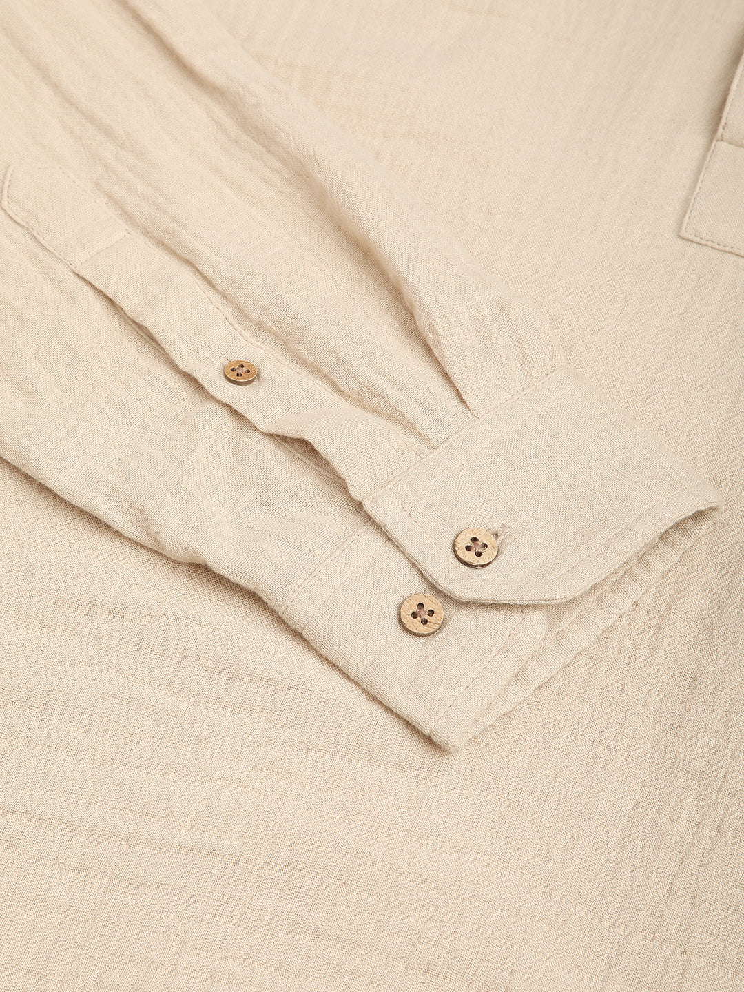Tan Beige Double Cloth Crinkled Kurta