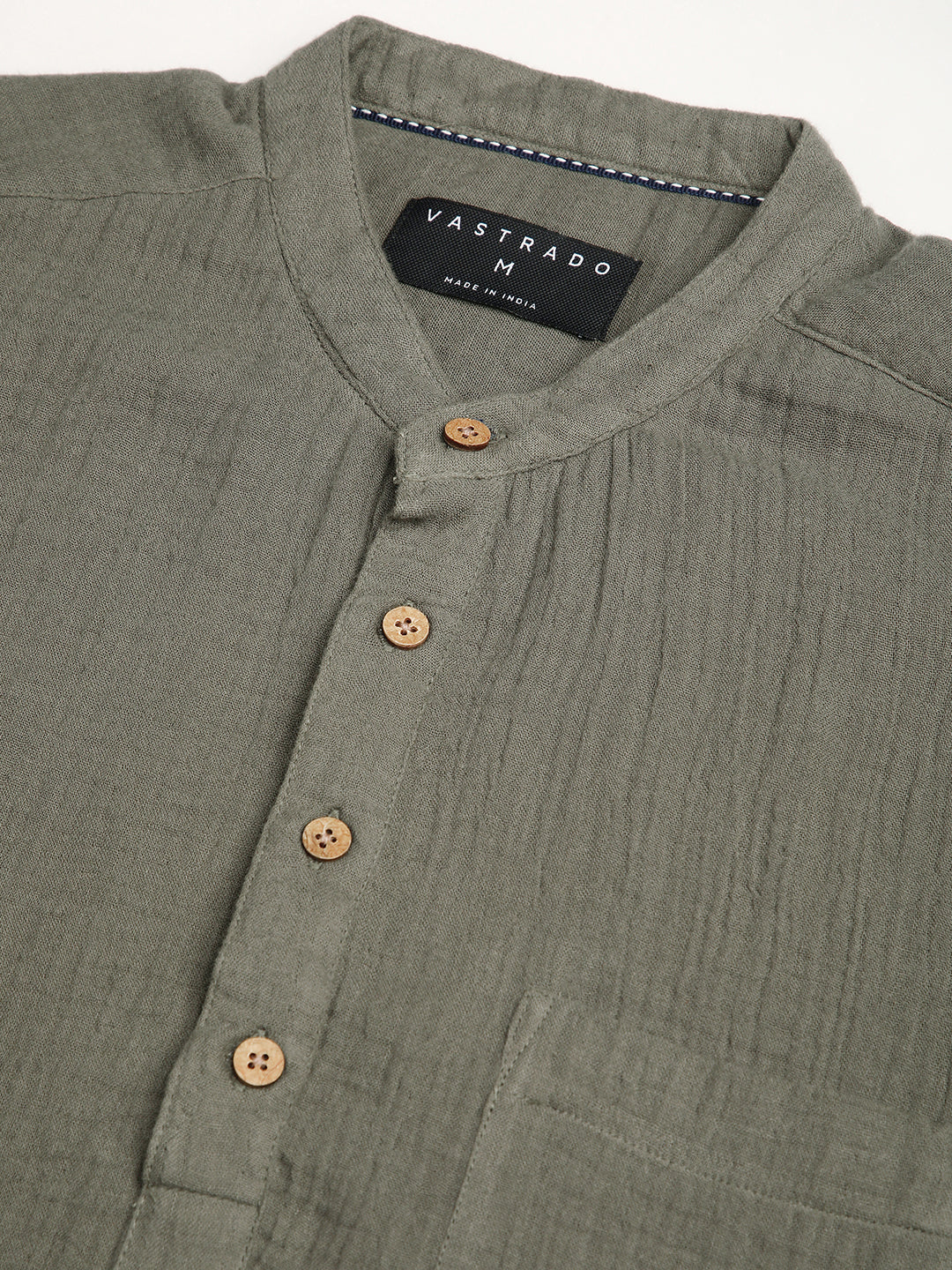 Olive Double Cloth Crinkled Kurta