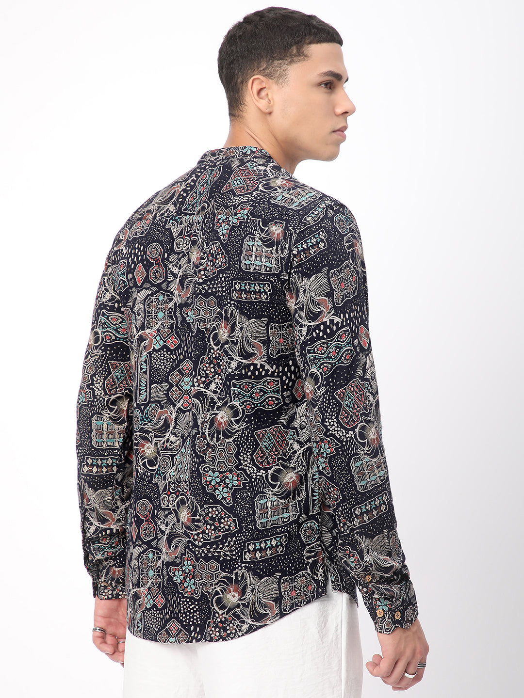 Picturesque Black Foil Printed Kurta
