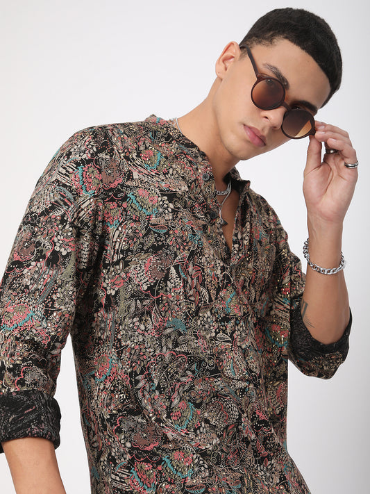 Intricate Multicolour Foil Printed Kurta