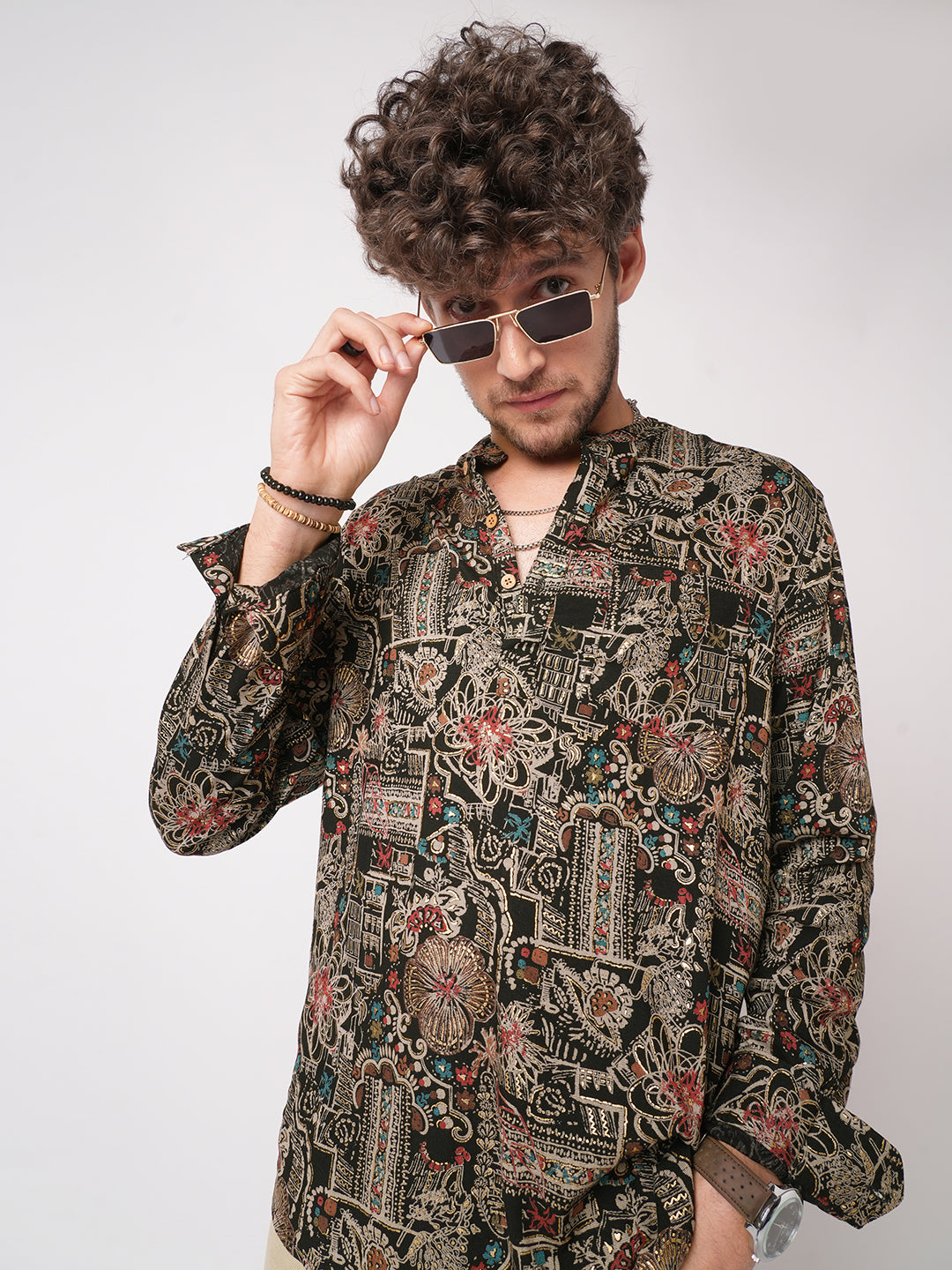 Aesthetic Black Foil Printed Kurta