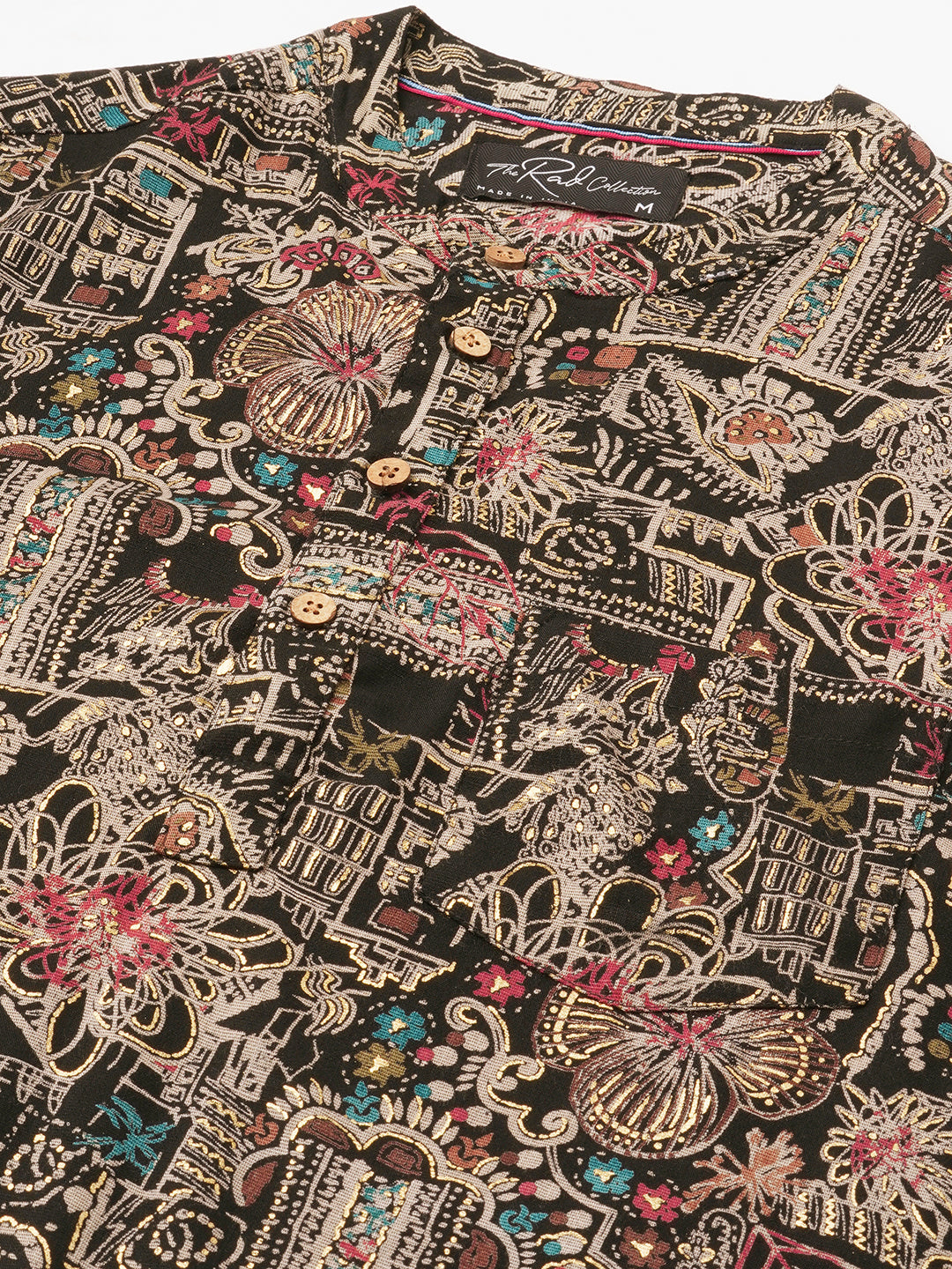 Aesthetic Black Foil Printed Kurta