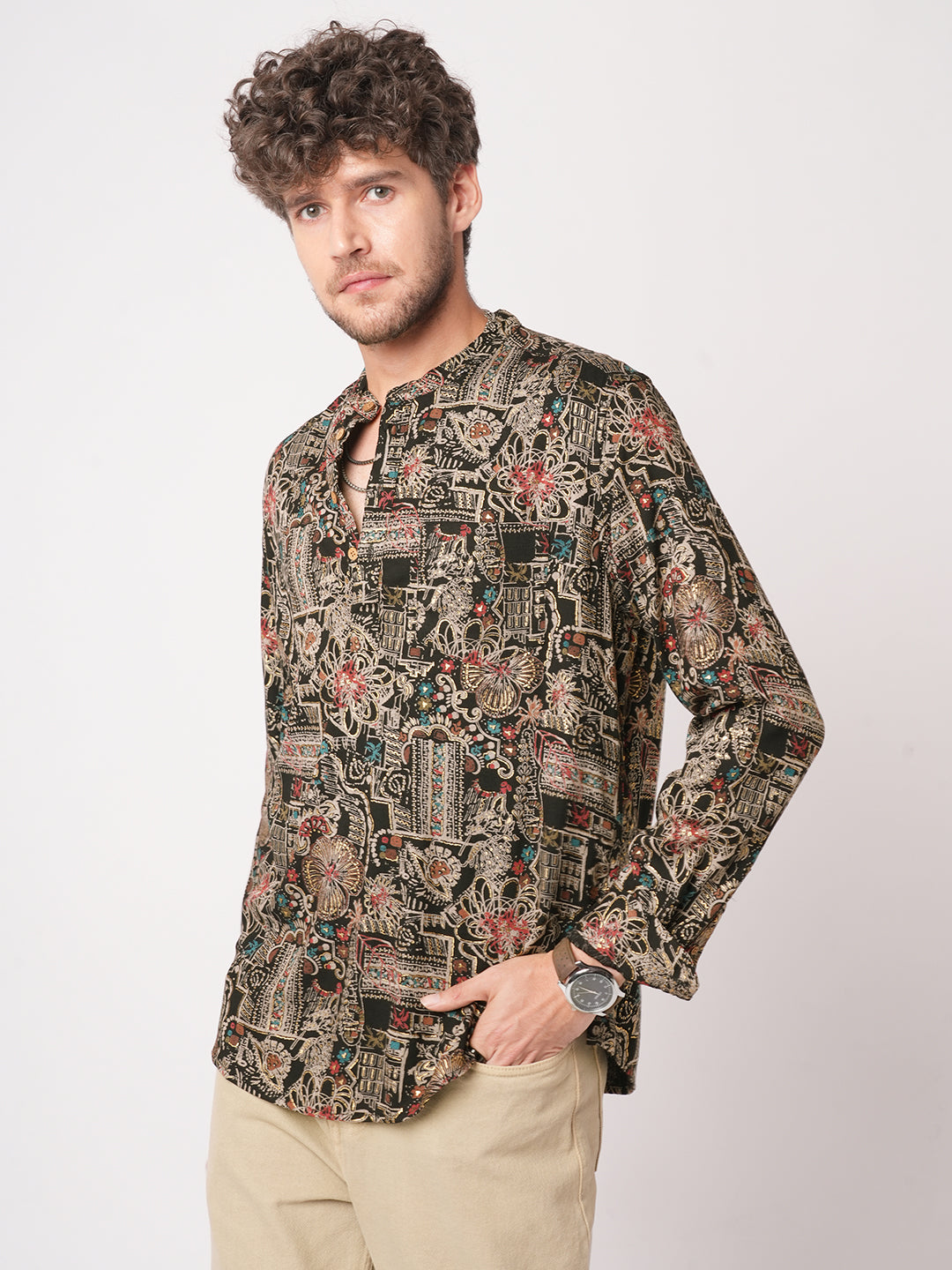 Aesthetic Black Foil Printed Kurta