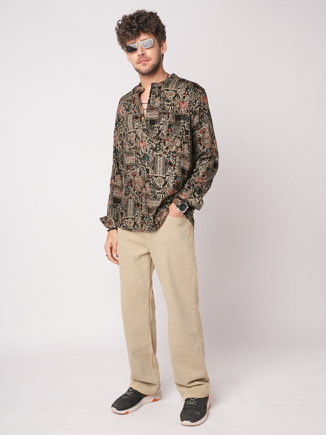 Aesthetic Black Foil Printed Kurta