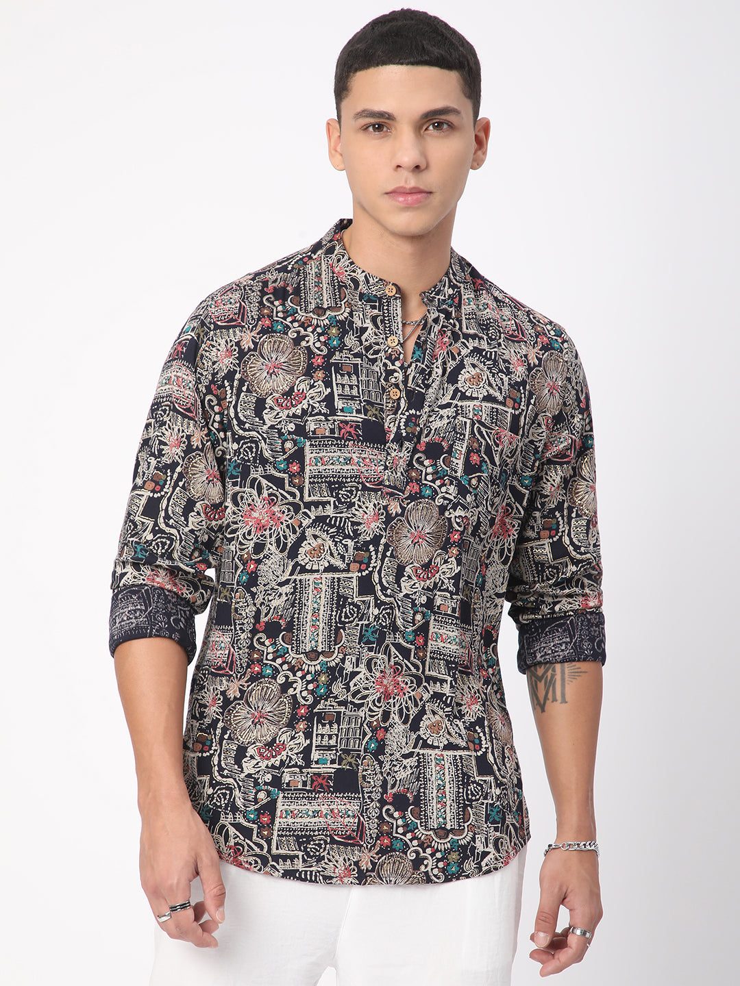 Artistic Multicolour Foil Printed Kurta