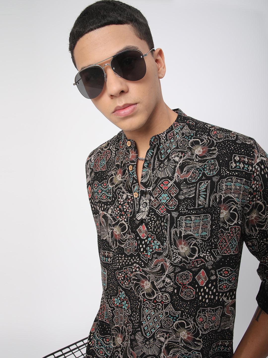Picturesque Multicolour Foil Printed Kurta