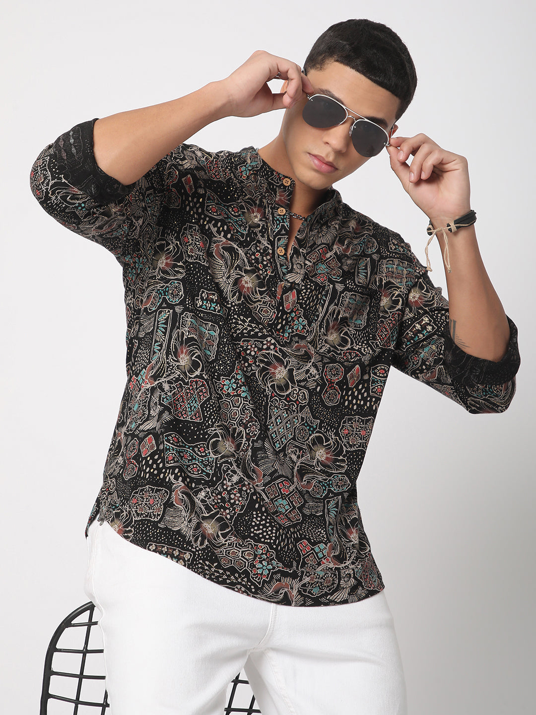 Picturesque Multicolour Foil Printed Kurta