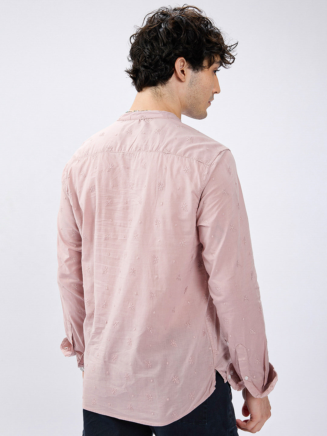 Minimalist Crayola Peach Floral Embroidered Kurta