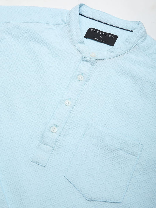 Arctic Blue Lozenge Jacquard Kurta