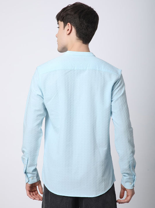 Arctic Blue Lozenge Jacquard Kurta