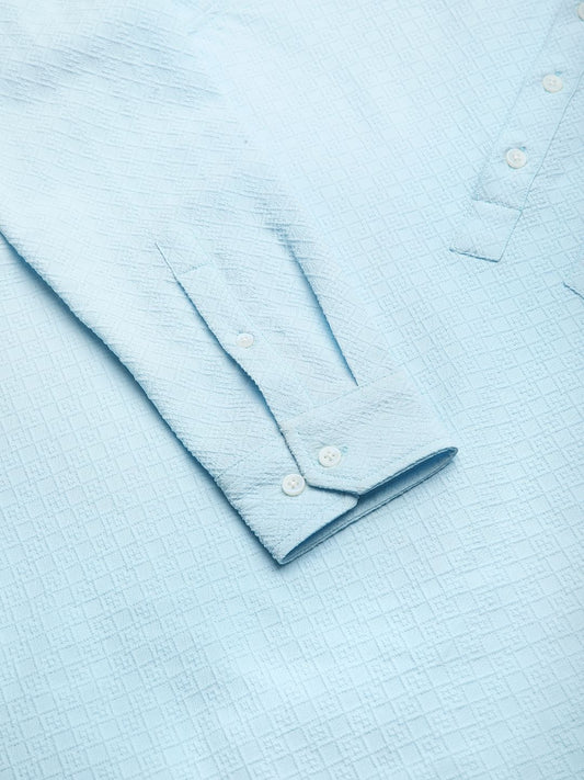 Arctic Blue Lozenge Jacquard Kurta
