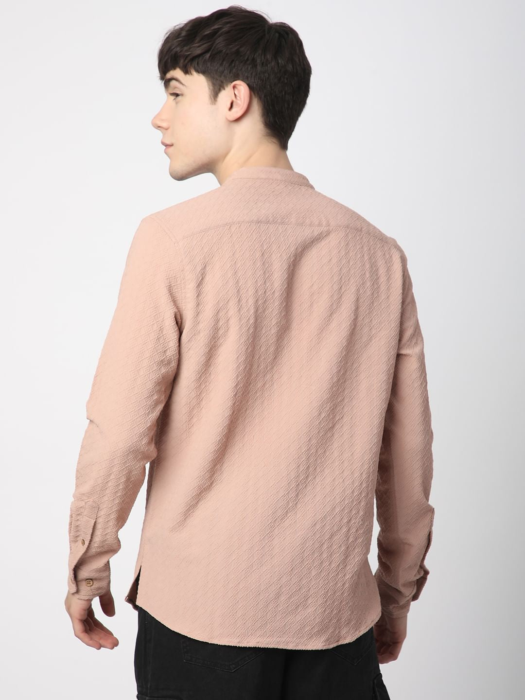 Pearl Pink Lozenge Jacquard Kurta