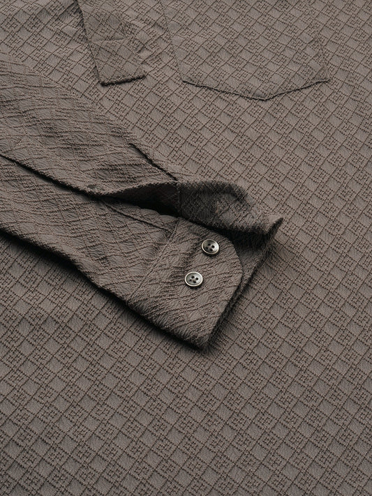 Ash Grey Lozenge Jacquard Kurta