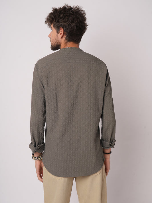 Ash Grey Lozenge Jacquard Kurta