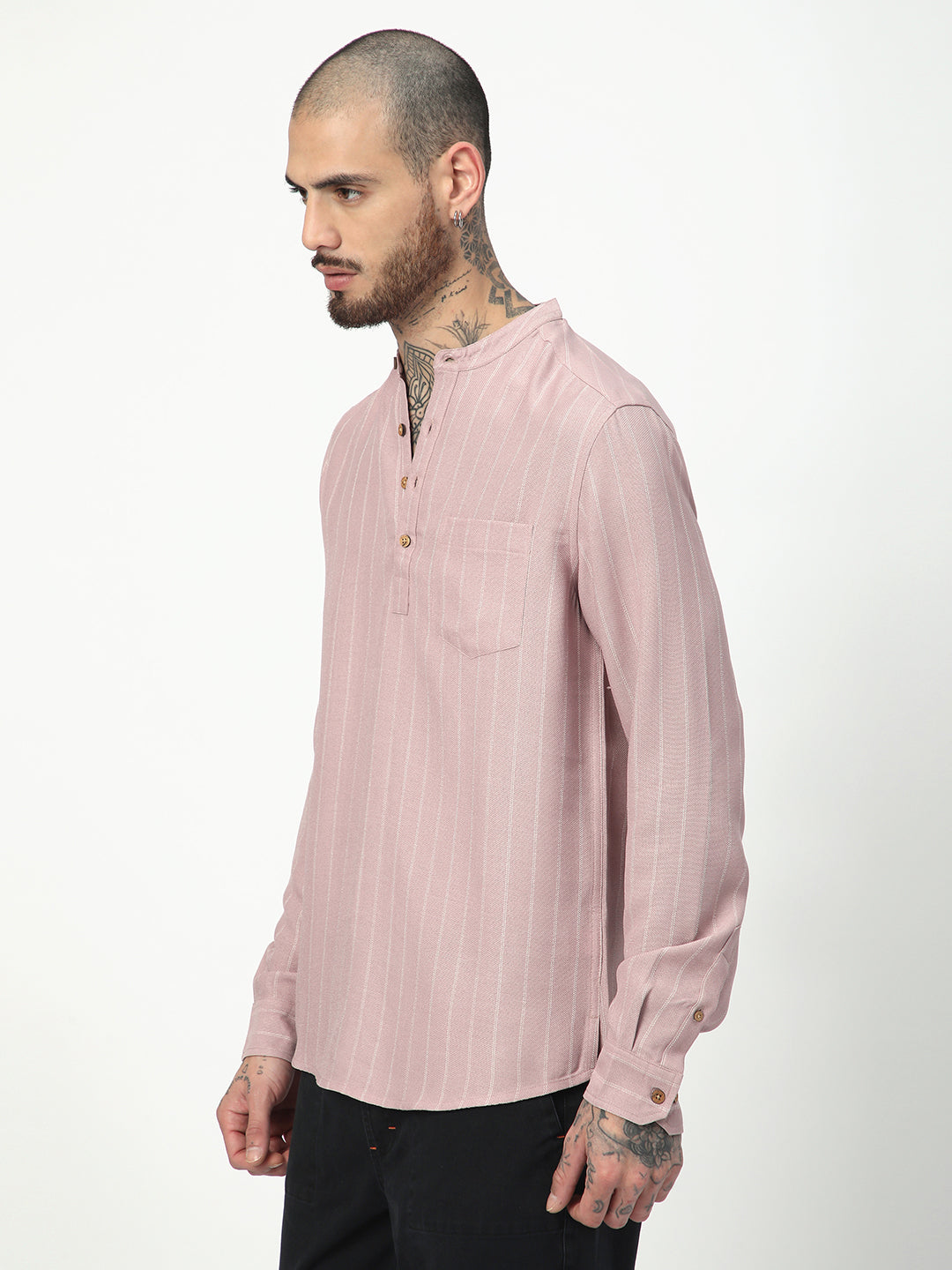 Dark Pastel Pink Striped Kurta