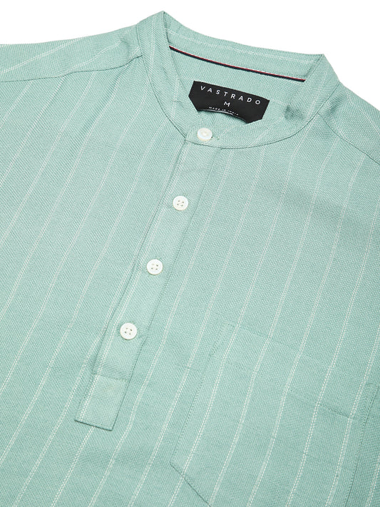 Fern Green Chalk Striped Kurta