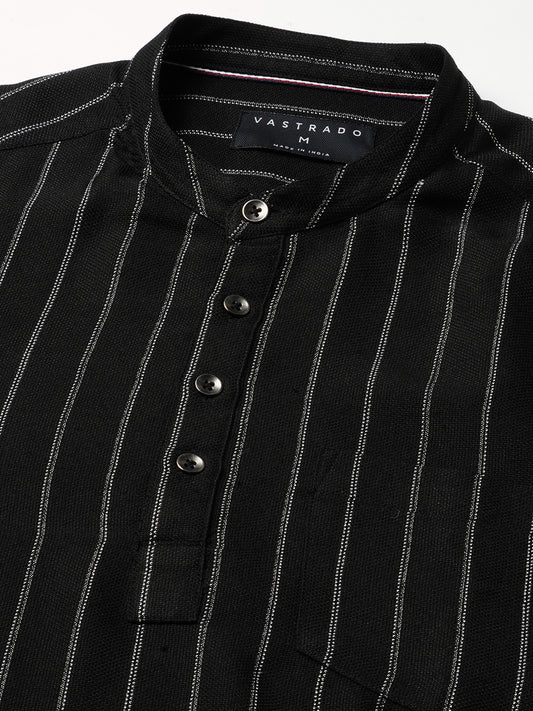 Sable Black Chalk Striped Kurta