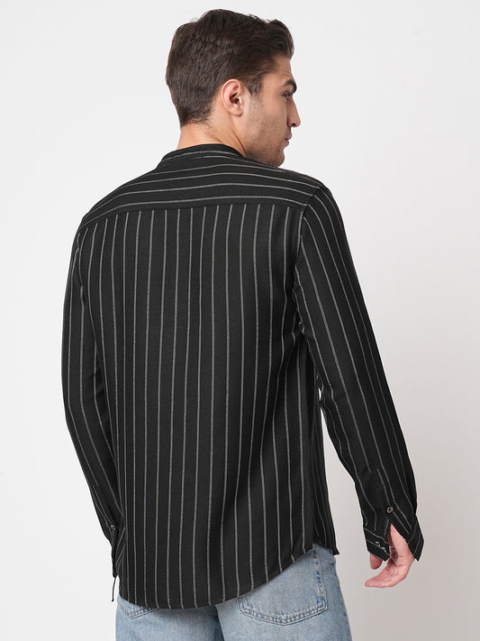 Sable Black Chalk Striped Kurta