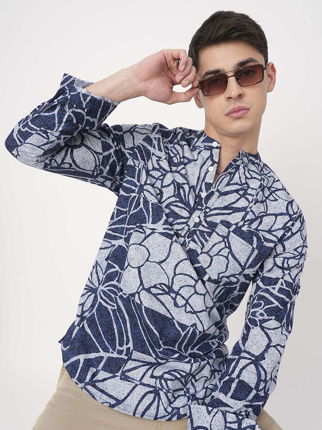 Penn Blue Abstract Printed Kurta