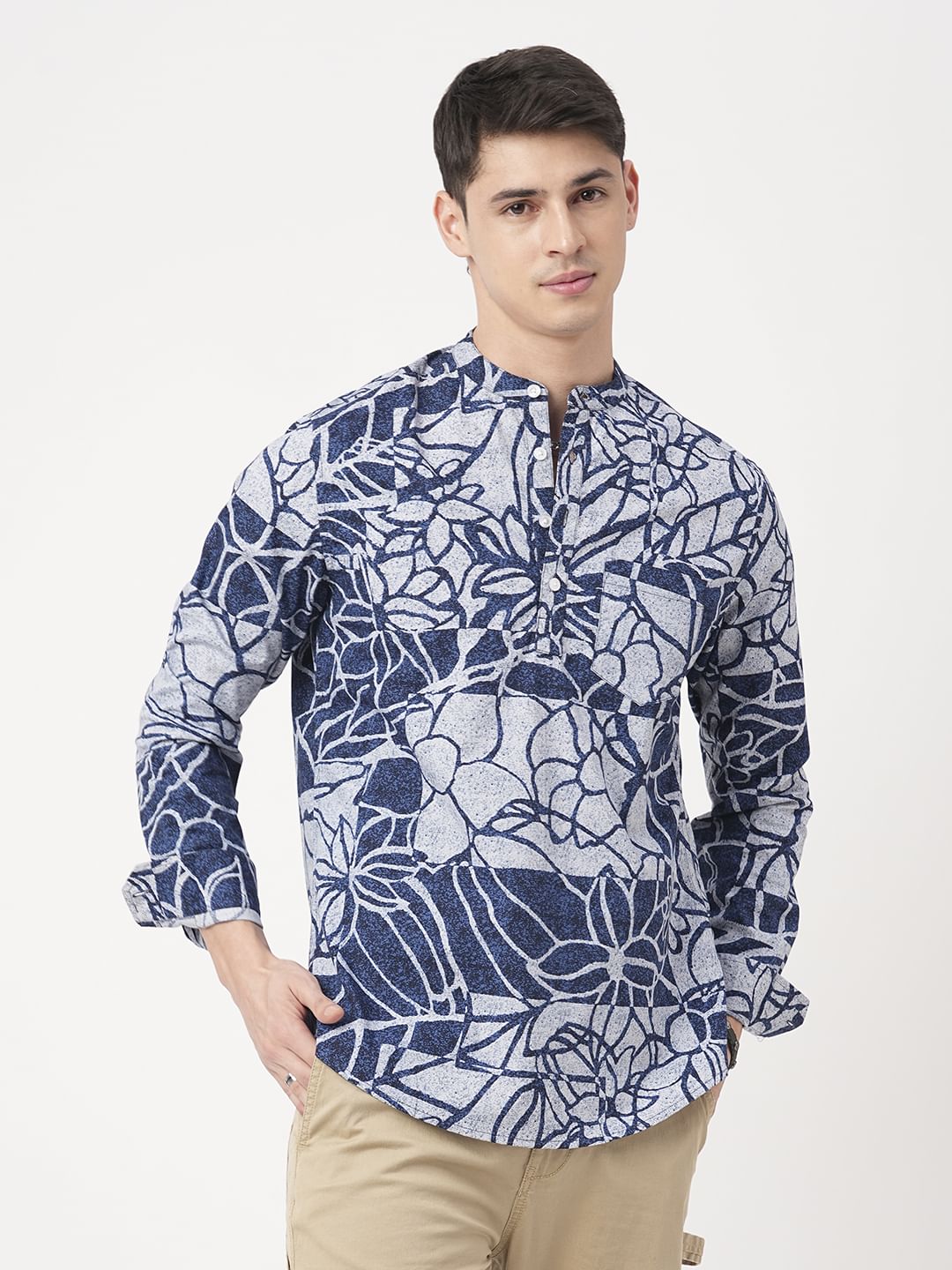 Penn Blue Abstract Printed Kurta