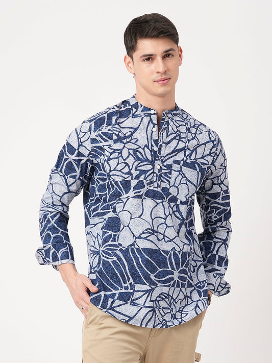 Penn Blue Abstract Printed Kurta