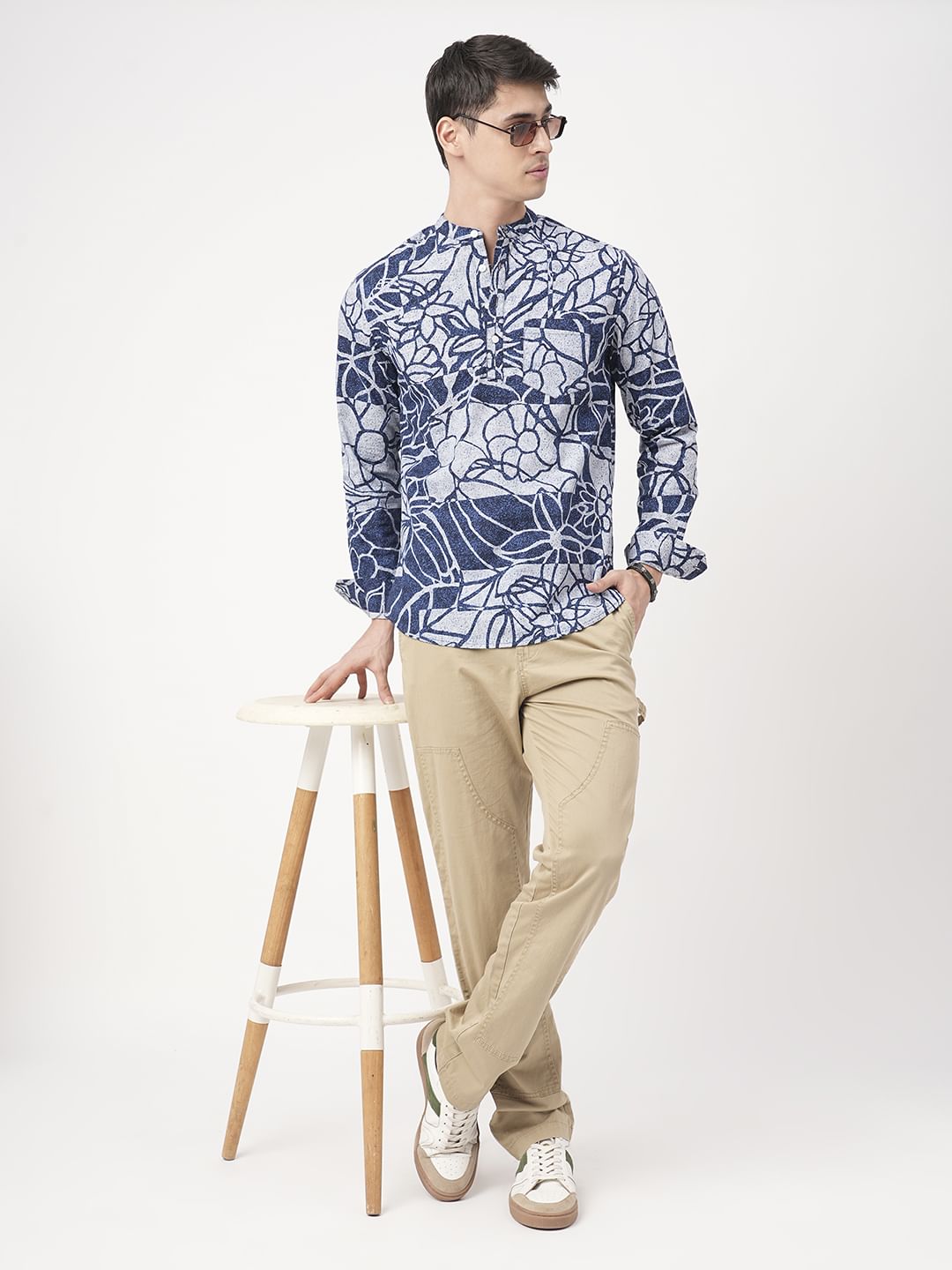 Penn Blue Abstract Printed Kurta