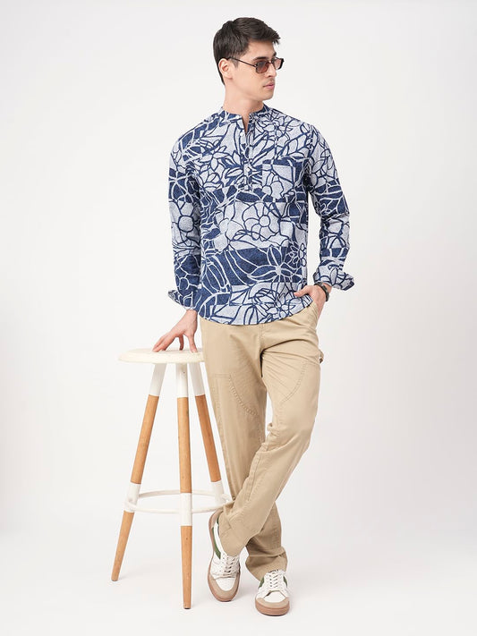 Penn Blue Abstract Printed Kurta
