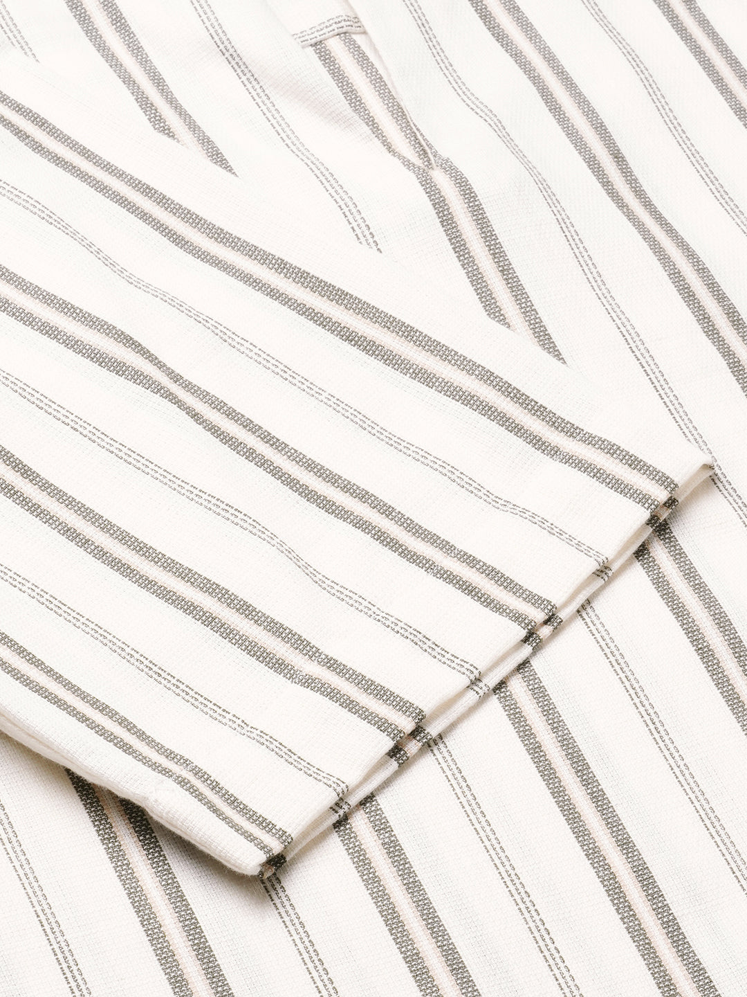 Olive & White Vertical Stripes Polo Shirt