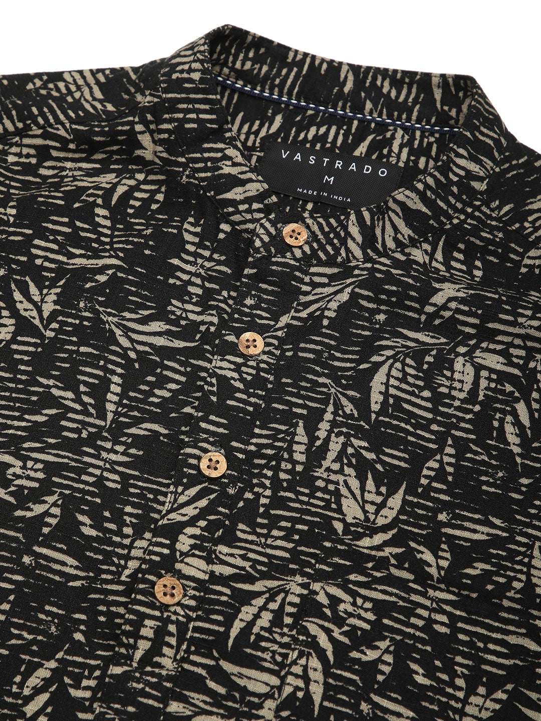 Black Leafy Printed Kurta