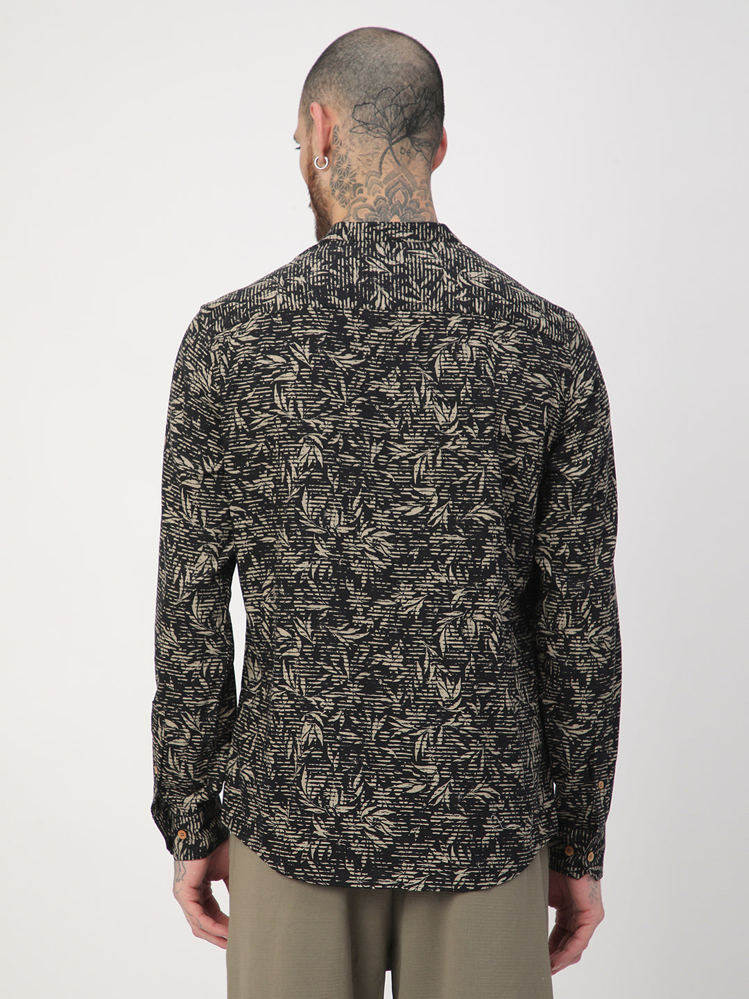 Black Leafy Printed Kurta