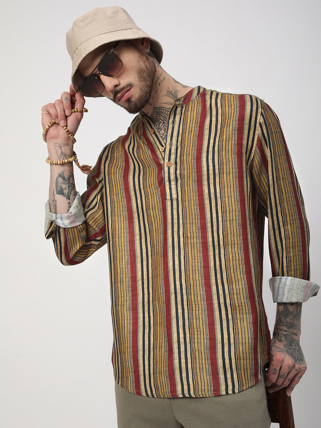 Spiffy Multicolour Roman Stripe Kurta